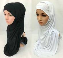 Fashion Women Muslim Islamic Arab Solid Color Modal Two-Piece Suit Hijab Cap Hat Turban 2024 - buy cheap