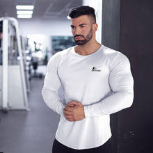 Men Cotton Tshirt Long Sleeve Solid Colors Shirt Bodybuilding Curved Hem Workout Fitness Muscl T-shirt Mens Clothing 2024 - buy cheap
