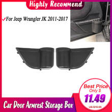 Bolsillos de almacenamiento para puerta Delantera, caja organizadora con reposabrazos para puerta de coche, para Jeep Wrangler 2011-JK 2017 2024 - compra barato