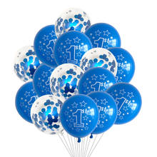 10pcs 1st Birthday Balloons Blue Confetti Latex Ballons Boy Baby One 1 Year Old First Birthday Party Decorations Baby Shower 2024 - buy cheap