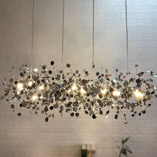 Luminária pendente led g9, cromada/dourada, de aço inoxidável, formato de folha, para decoração, sala de estar, quarto, casa