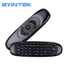 Беспроводная воздушная мышь BYINTEK, игровая клавиатура, перезаряжаемая, 2,4 ГГц, универсальный умный пульт дистанционного управления для Android, проектора, ПК 2024 - купить недорого