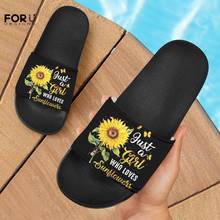 FORUDESIGNS Yellow Flower Sunflower Pattern Summer Women Slides Slippers Home Ladies Sandals Flip Flops Zapatos de Mujer 2021 2024 - buy cheap