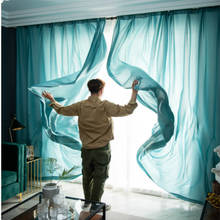 Cortina de veludo transparente de tencel, cortina grossa de chiffon para quarto e janela de tule, cortina para hotel e sala de estar 2024 - compre barato