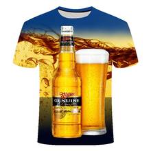 Camiseta con estampado 3D de cerveza para hombre y mujer, camisetas divertidas de manga corta, ropa unisex 2024 - compra barato
