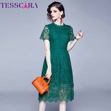 TESSCARA Women Summer Elegant Lace Dress Festa Female Office Lady Cocktail Party Robe High Quality Hollow Out Designer Vestidos 2024 - buy cheap