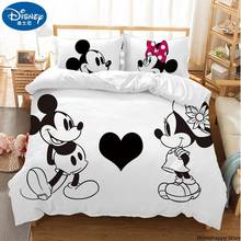 Juego de ropa de cama con estampado 3D de Mickey y Minnie Mouse para adultos, juego de funda de edredón, decoración para dormitorio, tamaño King y Queen, en blanco y negro 2024 - compra barato