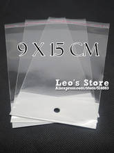 9x15cm Self Adhesive OPP Bag With Hanging Hole, Clear Header Plastic Bag,Supermarket Bag,wholesale free shipping 2024 - buy cheap