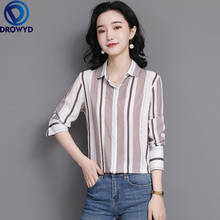 Stripe Blouse Shirt Womens Tops 2021 Spring Korean Chiffon Blouses Vintage Casual Loose Long Sleeve Lady Shirts Blusas De Mujer 2024 - buy cheap