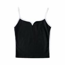 Sexy tops for women Summer 2021fashion black crop top sleeveless knit cami top spaghetti strap patchwork top cute streetwear 2024 - buy cheap