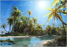 Тропический пляж море остров Пальма рай пейзаж Искусство Печать Шелковый плакат домашний декор стен 2024 - купить недорого