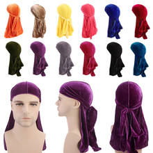 Novo masculino feminino respirável bandana chapéu de seda durag do doo du rag longo cauda headwrap turbante chapéus quimio boné headwear acessórios para o cabelo 2024 - compre barato