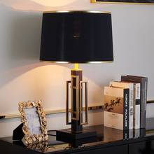 Luminária de mesa, luminária moderna de luxo, preta, dourada, para quarto, sala de estudo, mesa, decoração americana 2024 - compre barato