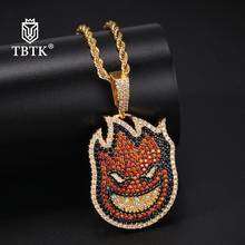 Tbtk venda quente super vermelho fogo cobre pingente colares moda jóias zircon novo estilo punk men hiphop dropshipping 2024 - compre barato