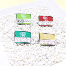 4 styles enamel pins Hello important friends First tell feelings Select memo message card friends badge backpack lapel brooch 2024 - buy cheap