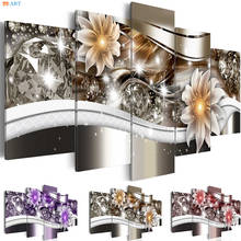 Wealth and Luxury Canvas Art 5 Panel Flowers Print Large Poster Canvas Painting Wall Pictures for Living Room Wall Art Decor 2024 - buy cheap