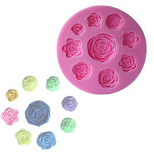 Molde de silicone redondo com 9 buracos para decoração, faça você mesmo, flor de rosa, molde de silicone para fondant, chocolate, confeitaria, ferramentas de decoração de bolo, ferramenta de cozinha 2024 - compre barato