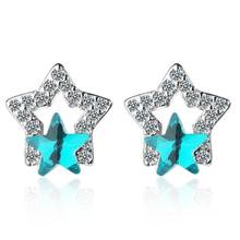 Brincos de pino com estrelas de zircão azul fofo para mulheres tendência criativa festa presente acessórios de joias sae412 2024 - compre barato