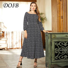 Doab-vestido feminino estampado floral, tamanho grande, gola solta, casual, plus size, escritório, 2021 2024 - compre barato