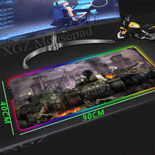 XGZ-alfombrilla de ratón grande RGB con bloqueo negro, borde 3d, película verde, tanque, mundo, personalizada, para escritorio, para estudiantes, Csgo Lol, Xxl 2024 - compra barato