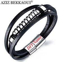 AZIZ BEKKAOUI Stainless Steel Personality Bracelet Round Bracelet Fashionable Men Leather Bracelet Simple Bracelet For Man Gift 2024 - buy cheap