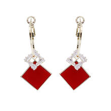 SINZRY trendy jewelry accessory Korean design cubic zircon square geometric vintage women drop earrings 2024 - buy cheap