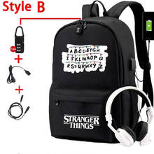 Stranger Things USB Backpack School Bags Fans Travel Bags Laptop Chain Backpack Headphone USB Port Travel Bag Anti-theft Mochila 2024 - buy cheap