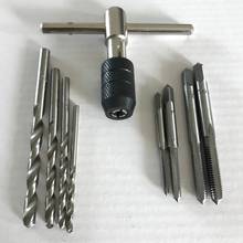 Free shipping of 9PCS/SET home diy purpose manual tap and die wrench sets 1pc T type wrench m3-m6 4pcs twist drill 4pcs taps 2024 - buy cheap