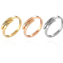 Anel de noivado personalizado com nome e palavras gravadas, anel de compromisso de noivado em aço inoxidável para mulheres, presente personalizado 2024 - compre barato
