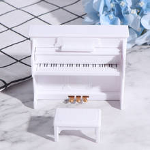 Piano de cola de madera con taburete, 1:12, modelo de juguete, accesorios de casa de muñecas en miniatura, blanco, exquisito para calcomanías de casa de muñecas 2024 - compra barato