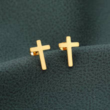 Stainless Steel Small Jesus Cross Stud Earrings Simple Christian Cross Earrings For Women Gifts Religious Jewelry 2024 - buy cheap