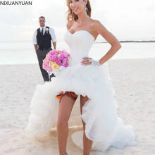 Vestido De novia alto y bajo, para playa, Parte delantera corta, espalda larga, boda, campo, 2021 2024 - compra barato