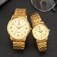 Couple Golden Women Men Watch New Fashion King Queen Lover Wrist watch Luxury Stainless Steel Adjustable Strap reloj mujer L1013 2024 - buy cheap