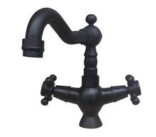 Grifo de latón negro frotado con aceite para cocina, barra húmeda para lavabo de baño, caño giratorio, mezclador, un solo orificio, dos manijas, mnf338 2024 - compra barato