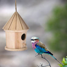 Casa para pássaros em madeira, gaiola de madeira natural para descanso de pássaros 2024 - compre barato