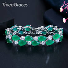 Threegrays pulseiras de zircônia cúbica, anéis de cor prata esmeralda verde-noivas br113 2024 - compre barato
