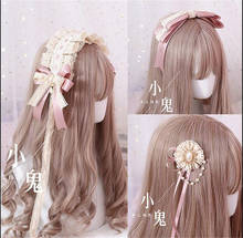 Gothic Lolita Lace Trim KC hair pin Pearls Bow Handwork Hair Accessories Headwear Women's Headdress B448 2024 - buy cheap