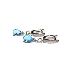 Lii Ji Blue Topaz 925 Sterling Silver Platinum Plated Hoop Earrings Natural Hight Quality Blue Drop Beads Handmade Earrings 2024 - buy cheap