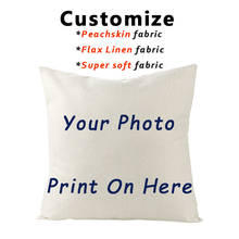 RULDGEE 2021 Picture Custom Cushion Cover Flax  Linen Peachskin Pillow Case Pet Photo Design Pillowslip Gift Home Pillow Cover 2024 - купить недорого