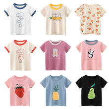 Camisa de algodão para crianças, camiseta de desenho animado para meninas e meninos, roupas de verão, fantasia infantil, 2021 2024 - compre barato