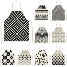 Black geometric pattern Apron Woman kitchen apron master apron Linens apron apron kitchen aprons for women cafe apron for men 2024 - buy cheap