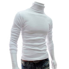 Men Fashion Solid Color Long Sleeve Turtleneck Sweater Slim Fits Knitted Pullover 2024 - buy cheap