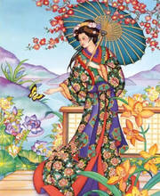 Japonês kimono feminino 5 bordado ponto cruz 14ct, kits sem estampa bordado artes costura cruzada, decoração caseira faça você mesmo 2024 - compre barato