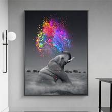 Pósteres en lienzo de elefante de fantasía e impresión, pinturas de animales coloridos en la pared, imágenes decorativas para la decoración del hogar y la sala de estar 2024 - compra barato