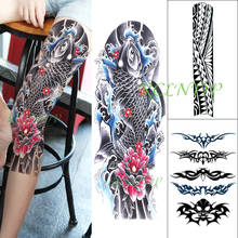 Waterproof Temporary Tattoo Sticker Carp Wave Flower Tribal Totem Large Size Fake Tatto Flash Tatoo for Men Women 3 Pcs 2024 - buy cheap