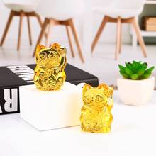 Adornos de gato de la suerte de cristal para el hogar, artesanía Feng Shui, figurita de cristal para decoración de escritorio, piedra Artificial brillante en miniatura, 1 ud. 2024 - compra barato