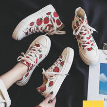 Zapatillas de deporte de lona para mujer, zapatos informales de fresa para caminar, Skateboard, Tenis planos, 2019 2024 - compra barato