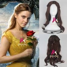 Nova beleza e a besta princesa belle peruca cosplay traje feminino longo ondulado cabelo sintético festa de halloween role play + touca peruca 2024 - compre barato