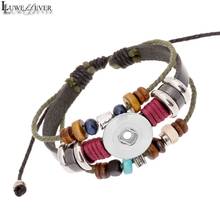 Strand Adjustable Weave Interchangeable 194 Real Leather Bangle Fit 18mm Snap Button Bracelet Charm Jewelry For Women Men Gift 2024 - buy cheap