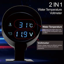 Medidor de temperatura de agua para coche y camión, voltímetro Digital LCD redondo 2 en 1, Sensor de temperatura, 12/24V 2024 - compra barato